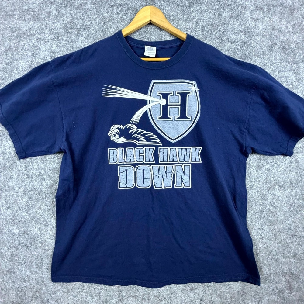 Black Hawk Down Graphic Mens T-Shirt 2XL Blue Cotton Crew Neck Short Sleeve